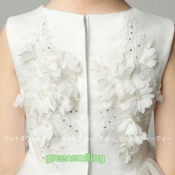 子供ドレス キッズドレス ピアノ 発表会 誕生日 パーティードレス 結婚式 こども服 お姫様 プリンセス フォーマルドレス お宮参りト フラワーガールドレス 白の画像