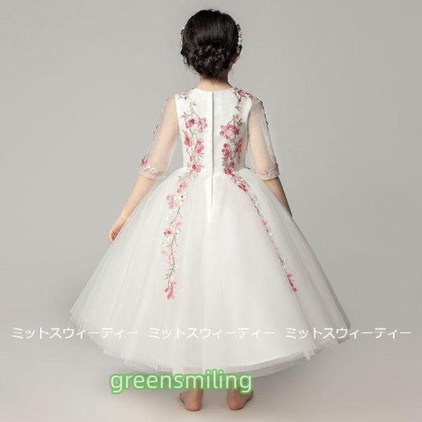 キッズドレス 女の子 子供 ドレス ピアノ発表会 発表会 セレモニー ワンピース 花刺繍 結婚式 子ども フラワーガール コンクール 子供服 フォーマル ステージの画像