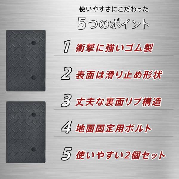 段差スロープ 段差プレート 2個セット 10cm段差 幅48cm ゴム製 滑り