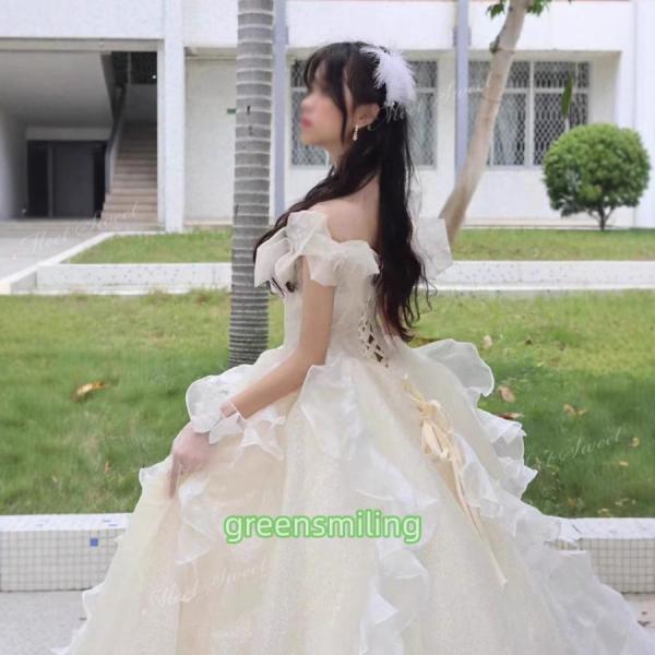ウェディングドレス プリンセス カラードレス シャンパン 結婚式
