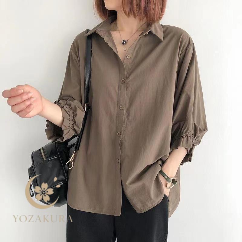 ブラウス レディース Tシャツ シャツ ゆったり 麻綿 7分袖 春 夏 秋