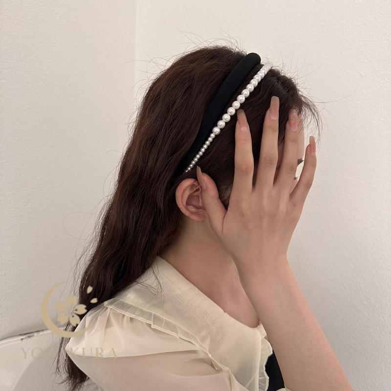 カチューシャ 2連風 レディース 女性 ヘアアクセサリー パール調