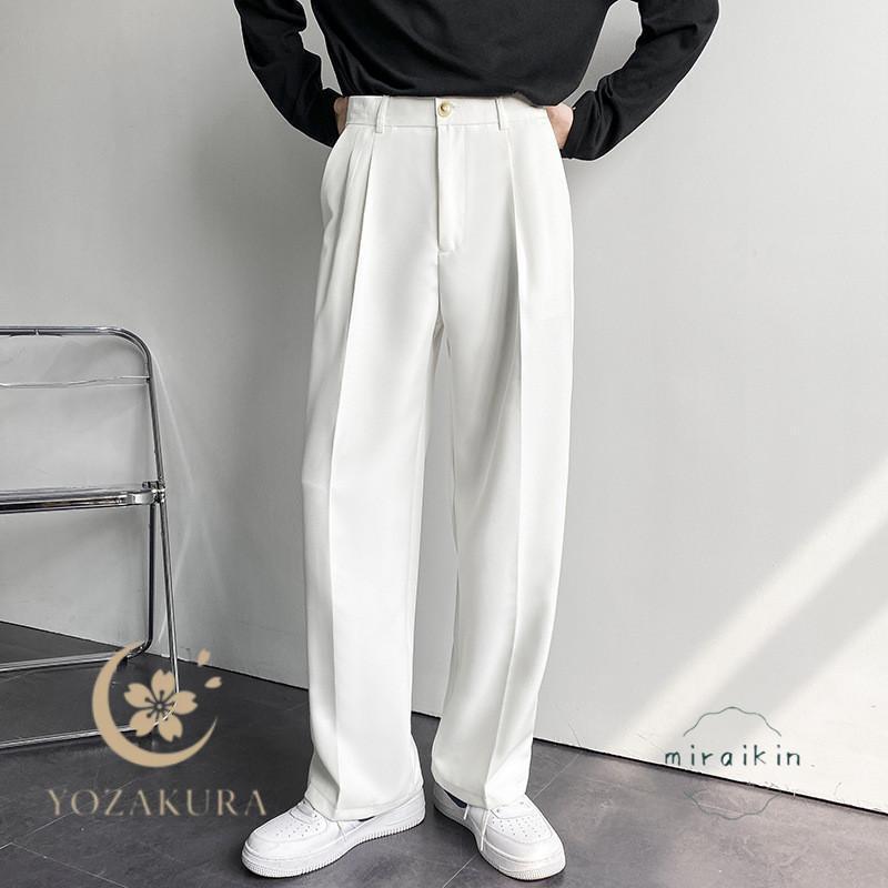 ワイドパンツ メンズ スラックス ビジネス ボトムス パンツ 春物