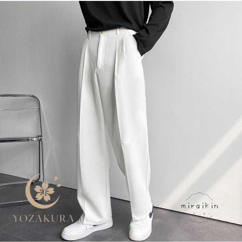 ワイドパンツ メンズ スラックス ビジネス ボトムス パンツ 春物