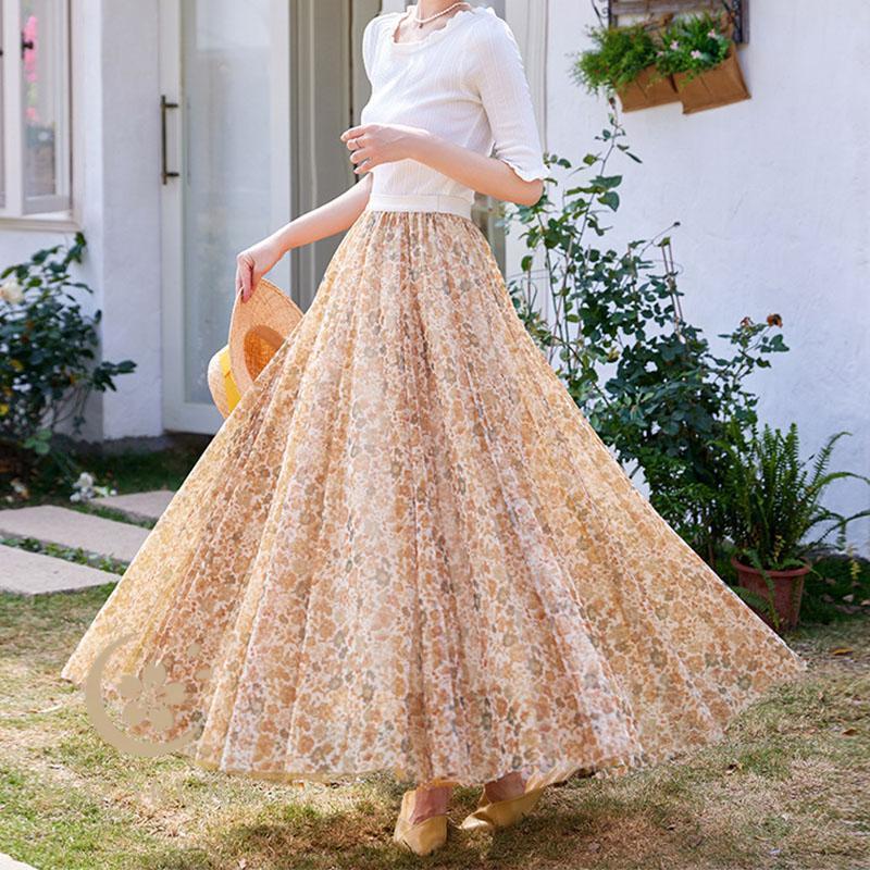 スカート ロングスカート レディース ハイウエスト Aラインスカート 夏