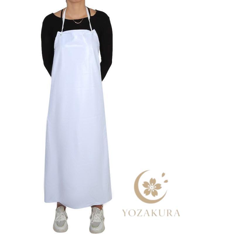 エプロン 前掛け 作業服 胸当て ロング丈 防水 撥水 入浴介助 食品加工