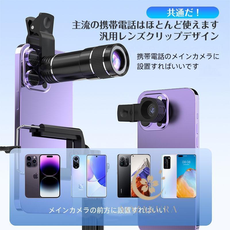スマホ用レンズ 望遠レンズ ズームレンズ 単品 20倍 クリップ式