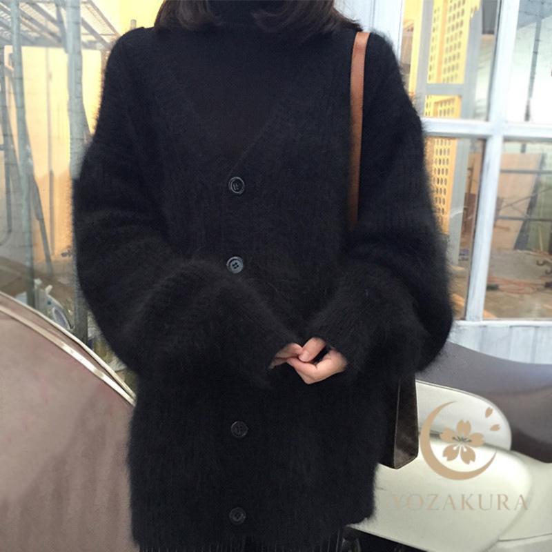 四　レディース　J.P.doub-rue　ジェイピーダブリュー　服　長袖　黒 カーディガン レディース ニット フェイザー 秋冬 ふわふわ 長袖