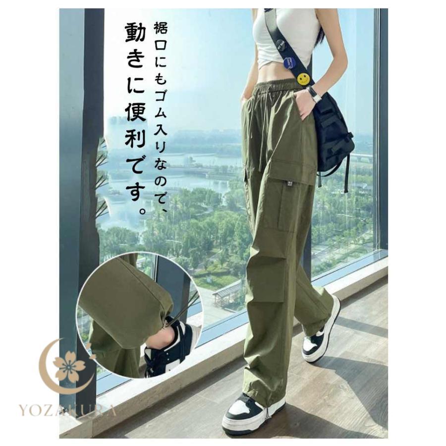 カーゴパンツ レディース ワイド 春 夏 秋 ロングパンツ ボトムス 薄手
