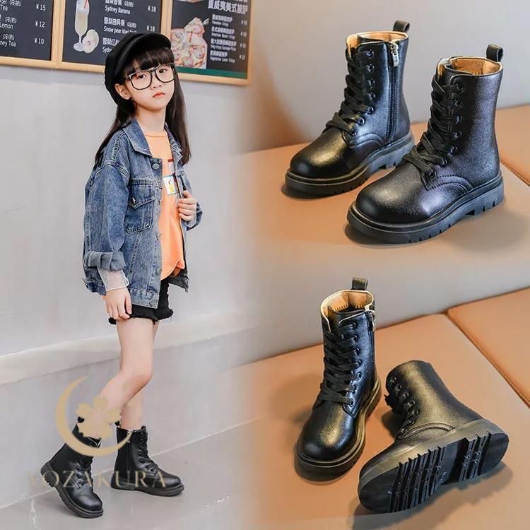 歩きやすい 子供 七五三 キッズ ブーツ 入学式 袴 ジュニア 黒 軽量