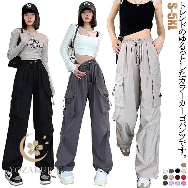 レディース 涼しい ウエストゴム 夏 ワークパンツ ワイドパンツ 裾