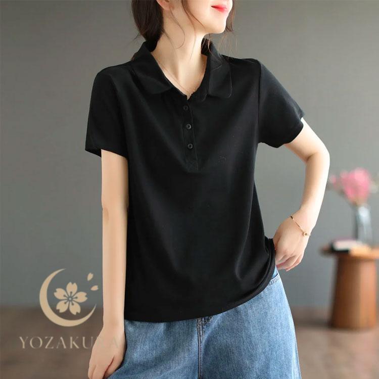 ポロシャツ Tシャツ レディース 半袖 夏服 カットソー トップス 襟付き