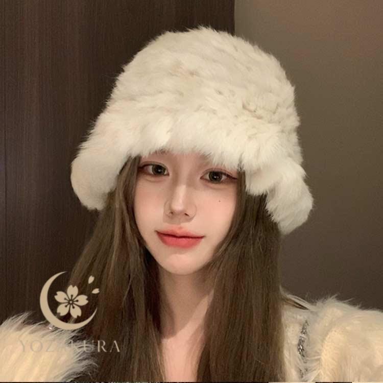レディース 帽子 毛皮 フェイクファー もこもこ ハット 秋冬 ファー