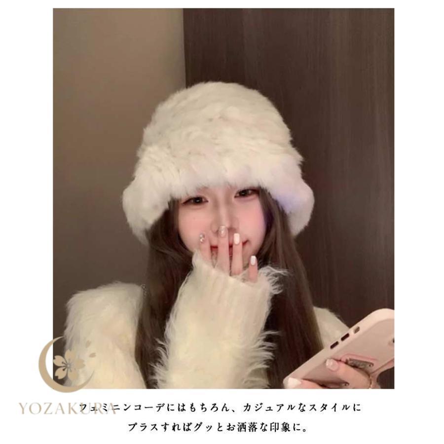 レディース 帽子 毛皮 フェイクファー もこもこ ハット 秋冬 ファー