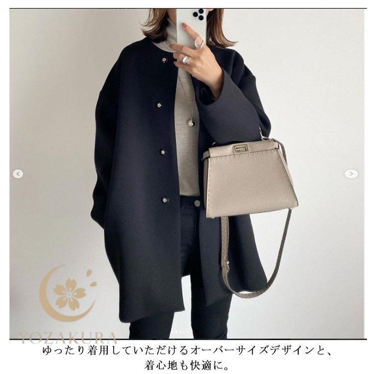 ノーカラーコート レディース ジャケット 秋 冬 チェスターコート 
