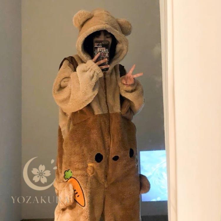 ルームウェア レディース もこもこ 秋 冬 パジャマ かわいい クマ