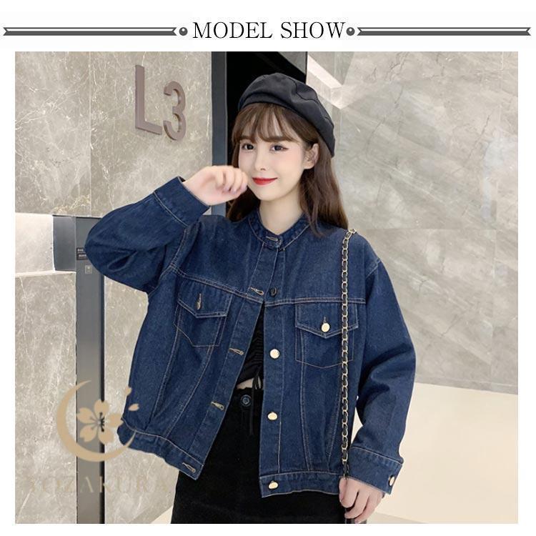 デニム ノーカラー ジャケット レディース デニムジャケット S/M/L