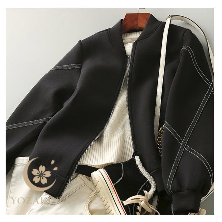 ！本日2/18限定価格！BlackEyePatch スタジャン レディース スタジャン レディース 春 秋 アウター ノーカラー 長袖 ジップアップ