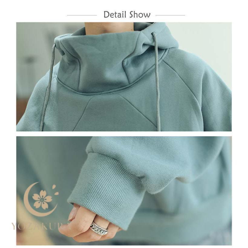 ボリュームネックパーカー ハイネック 秋服 スウエット メンズ 防寒 冬