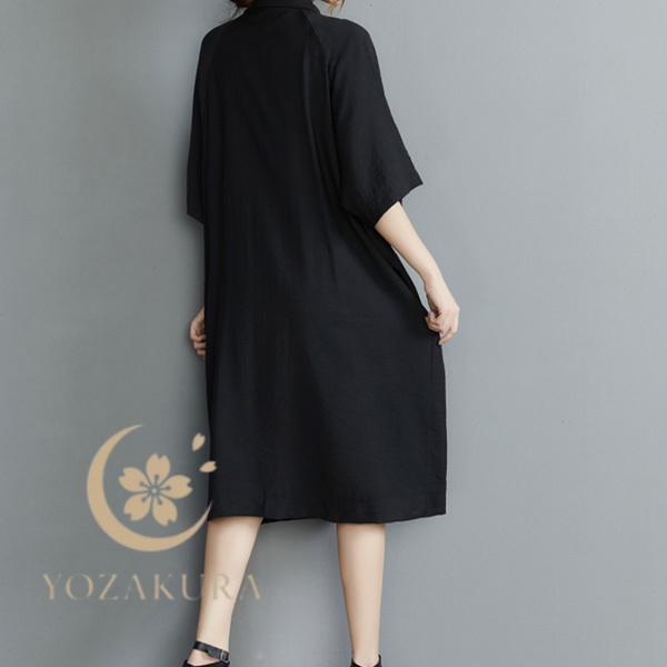 シャツワンピース 白 夏 春 秋 麻綿 半袖ワンピース カジュアル
