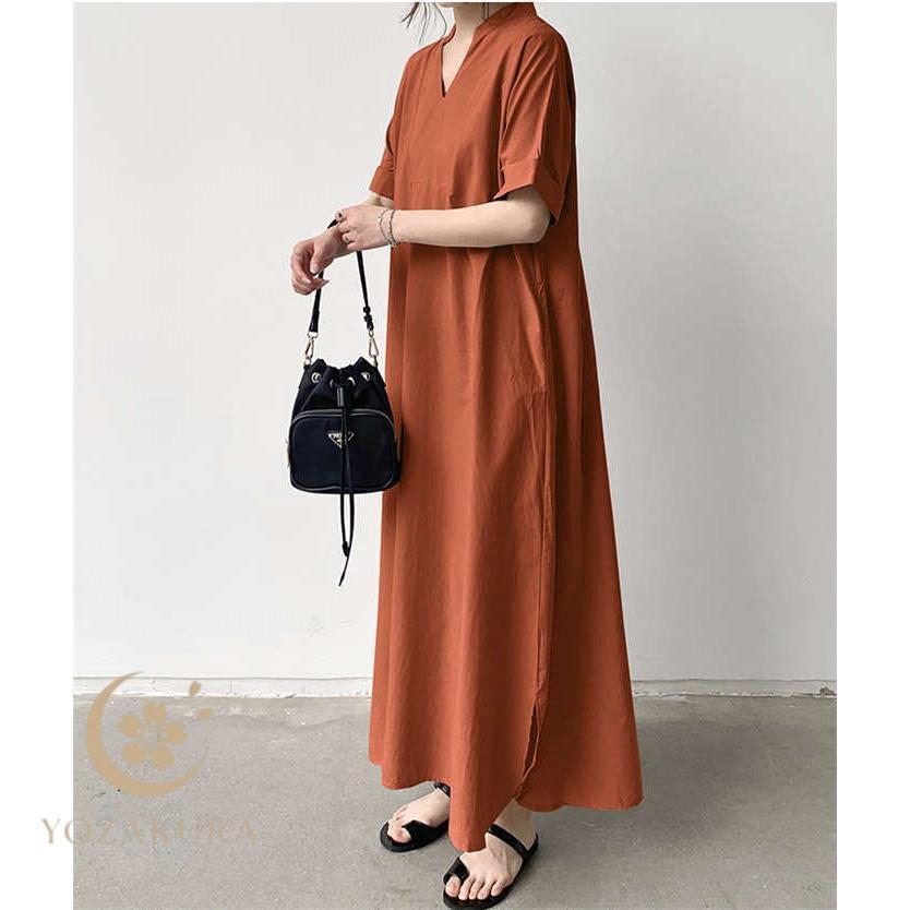 ワンピース レディース ワイド ロング丈 マキシ丈 半袖 ロング
