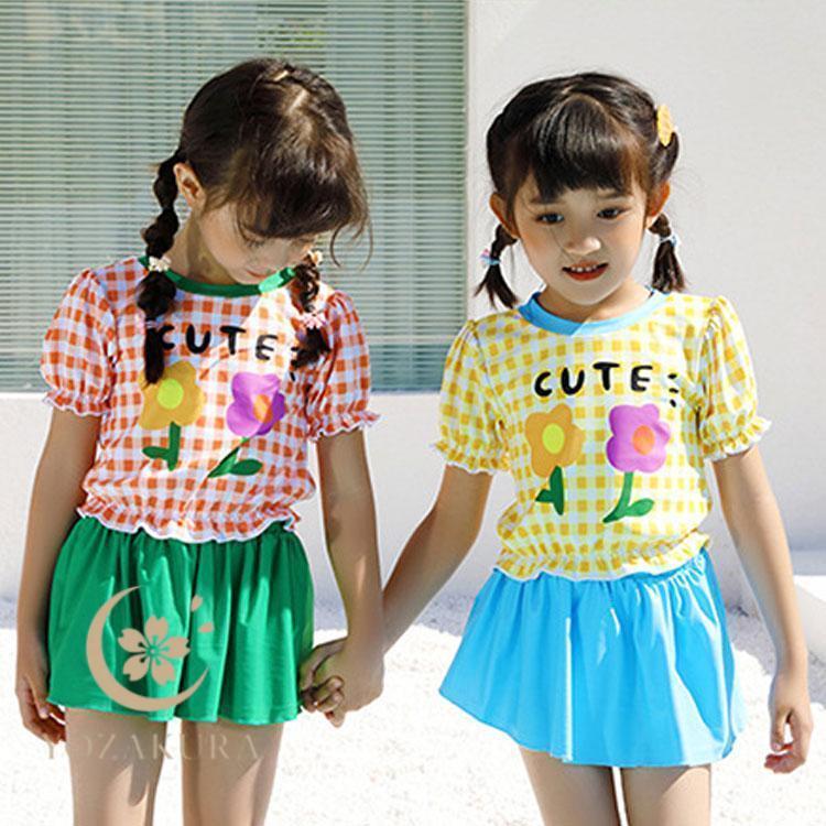 水着 キッズ 女の子 姉妹服 2点セット カジュアル スカート