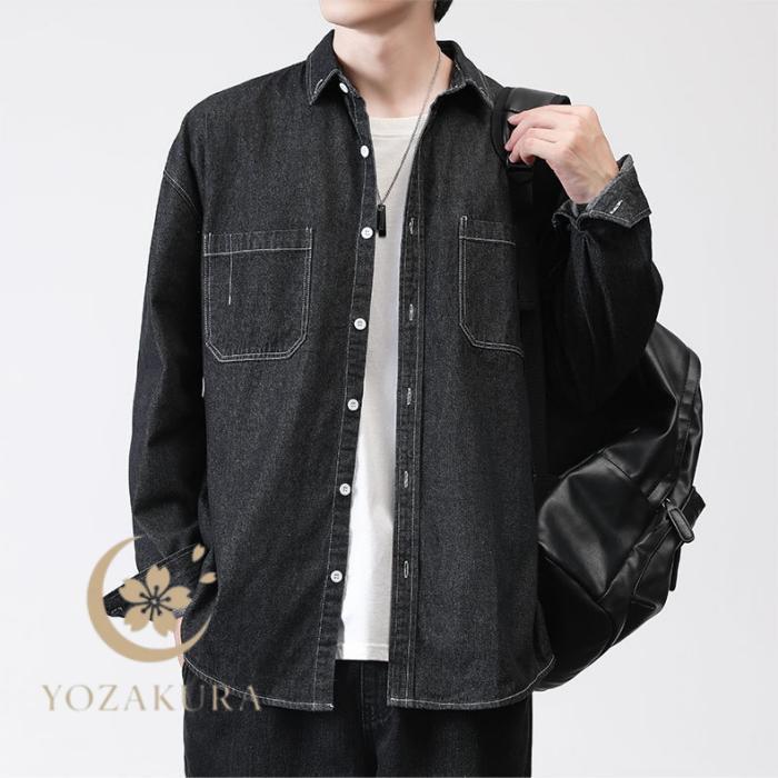 新品　純正 デニムシャツ　メンズLサイズ　男性用　ジャケット　長袖シャツ デニムシャツ メンズ シャツジャケット 長袖シャツ 春 夏 秋 冬 無地