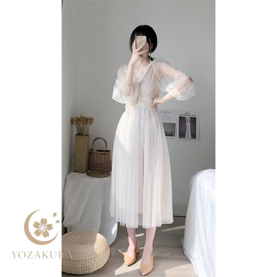 ロングワンピース レディース ワンピース チュールワンピース 森ガール
