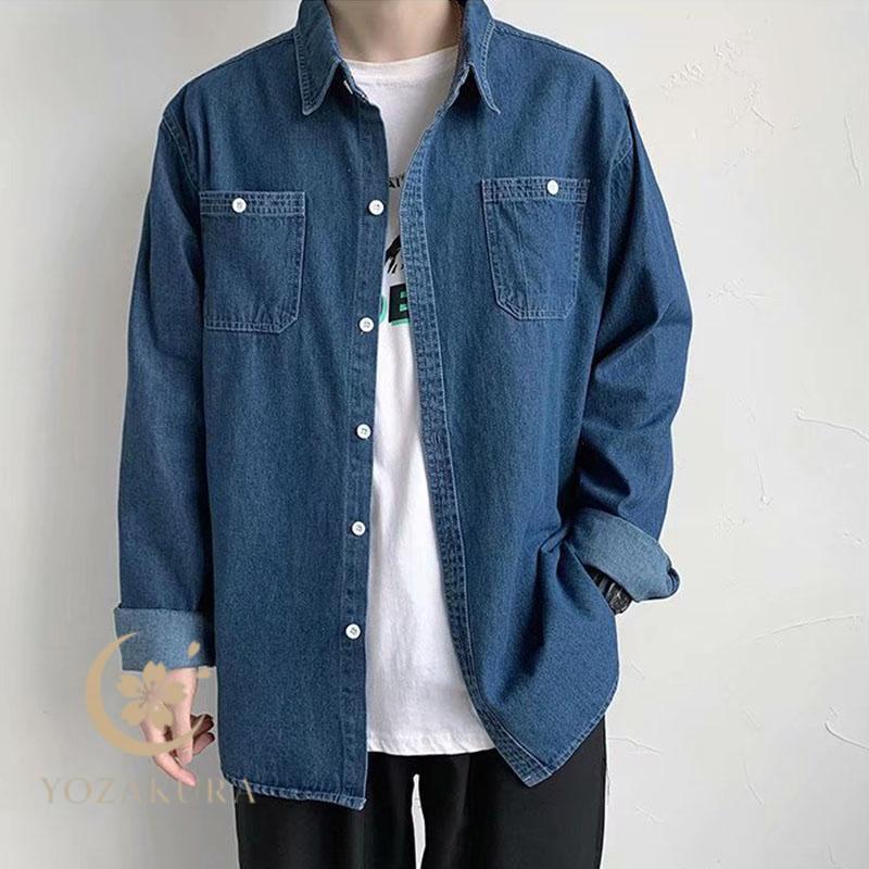 デニムシャツ メンズ シャツ 長袖シャツ カジュアルシャツ トップス