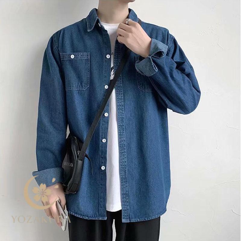 デニムシャツ メンズ シャツ 長袖シャツ カジュアルシャツ トップス