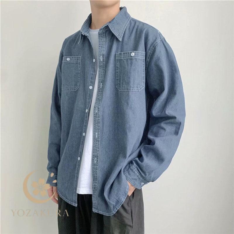 デニムシャツ メンズ シャツ 長袖シャツ カジュアルシャツ トップス