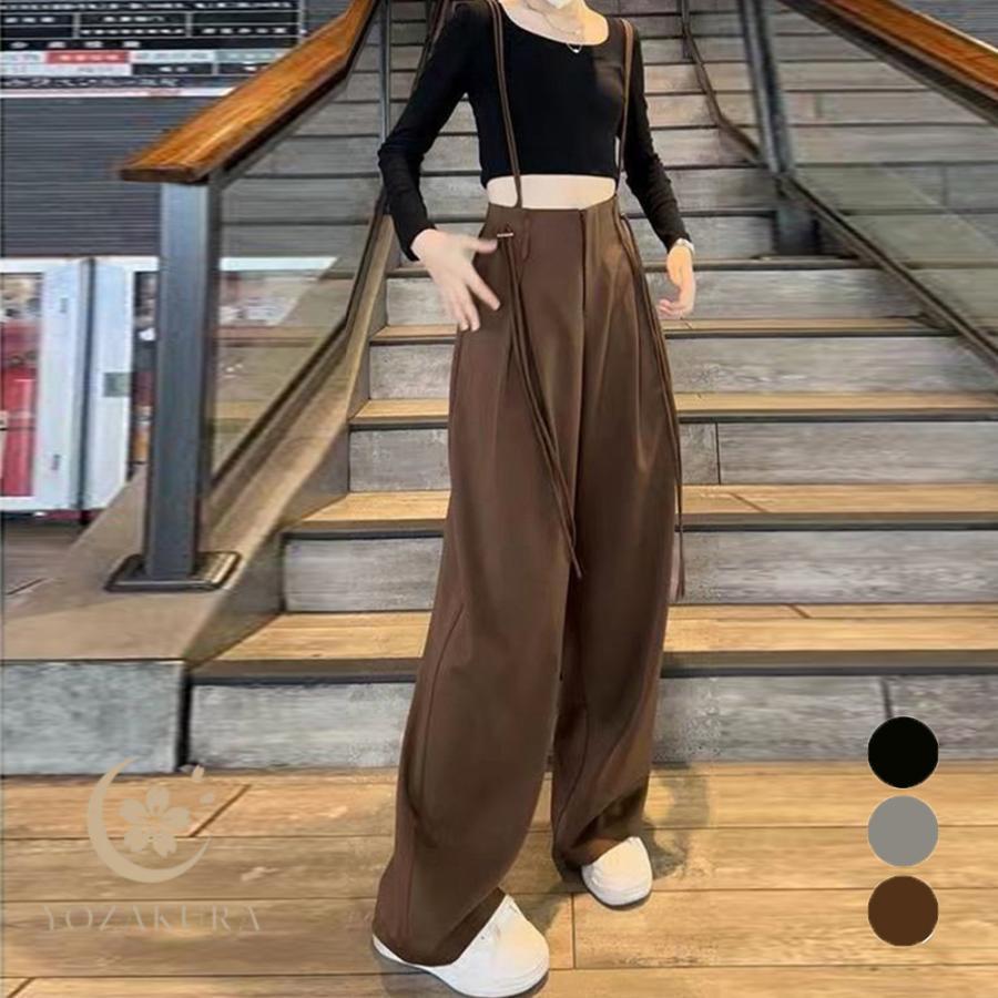 サスペンダー付き ワイドパンツ 春 夏 秋 2WAY : YOZAKURA-SHOP - 通販