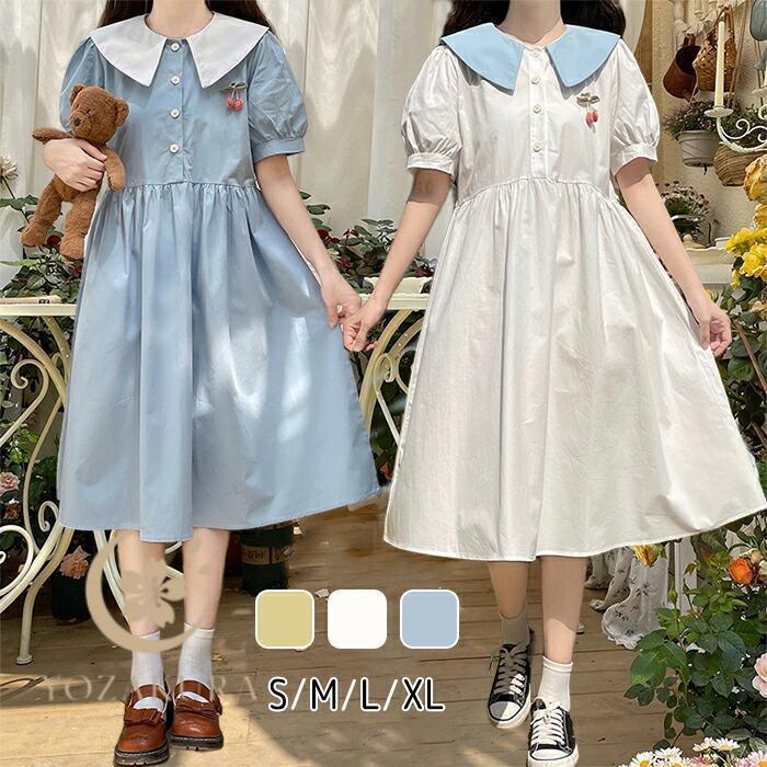セーラー ワンピース ロリータ風ワンピース 夏 半袖 レディース 可愛い