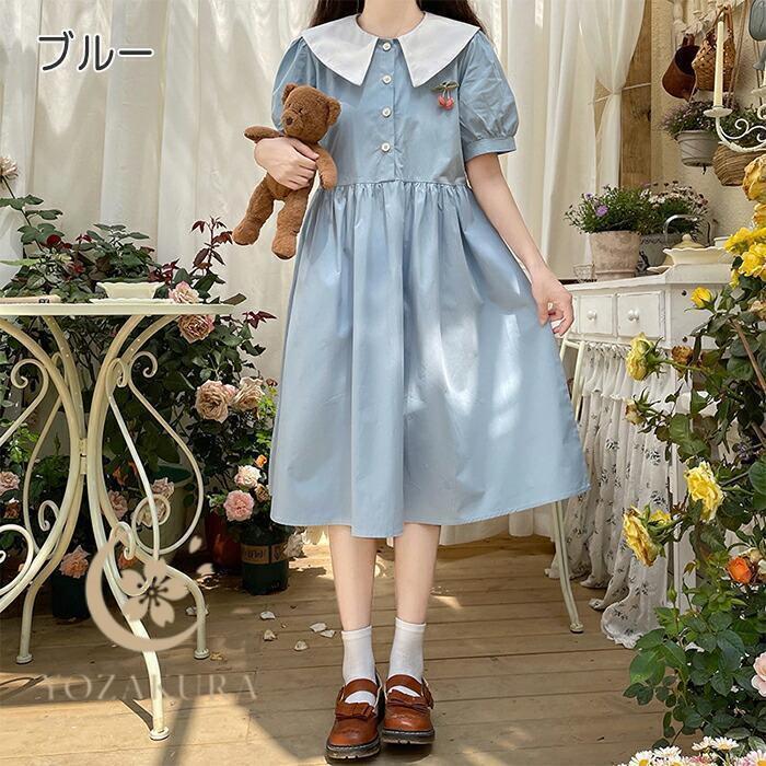 セーラー ワンピース ロリータ風ワンピース 夏 半袖 レディース 可愛い