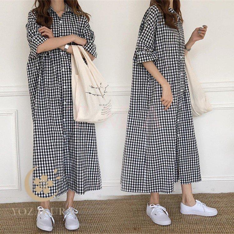 ワンピース レディース 膝丈ワンピース 春夏 チェック柄半袖 きれいめ