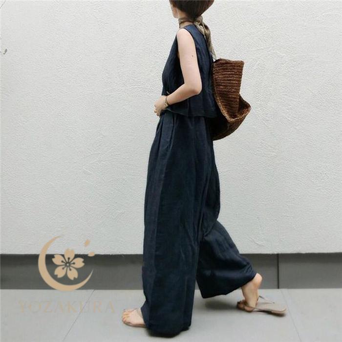 セットアップ レディース 夏 春 Tシャツ ブラウス 袖なし ノースリーブ