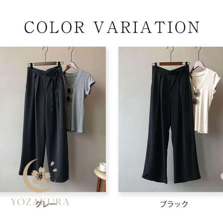 タックワイドパンツ フレアパンツ ワイドパンツ レディース ガウチョ
