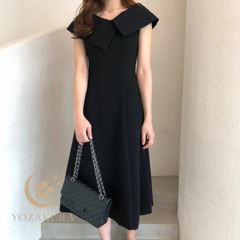 ワンピース 春 夏 レディース ノースリーブ ビッグカラー ドレス ワンピース ひざ丈 ロングワンピース 付け襟 ゆったり 上品 フォーマル | ブランド登録なし | 07