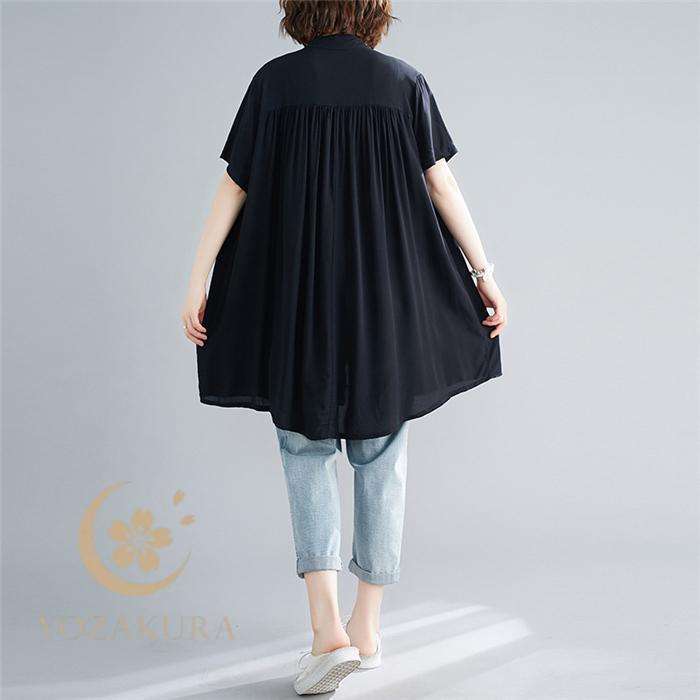 チュニック シャツワンピース ロングシャツ レディース 半袖 春 夏