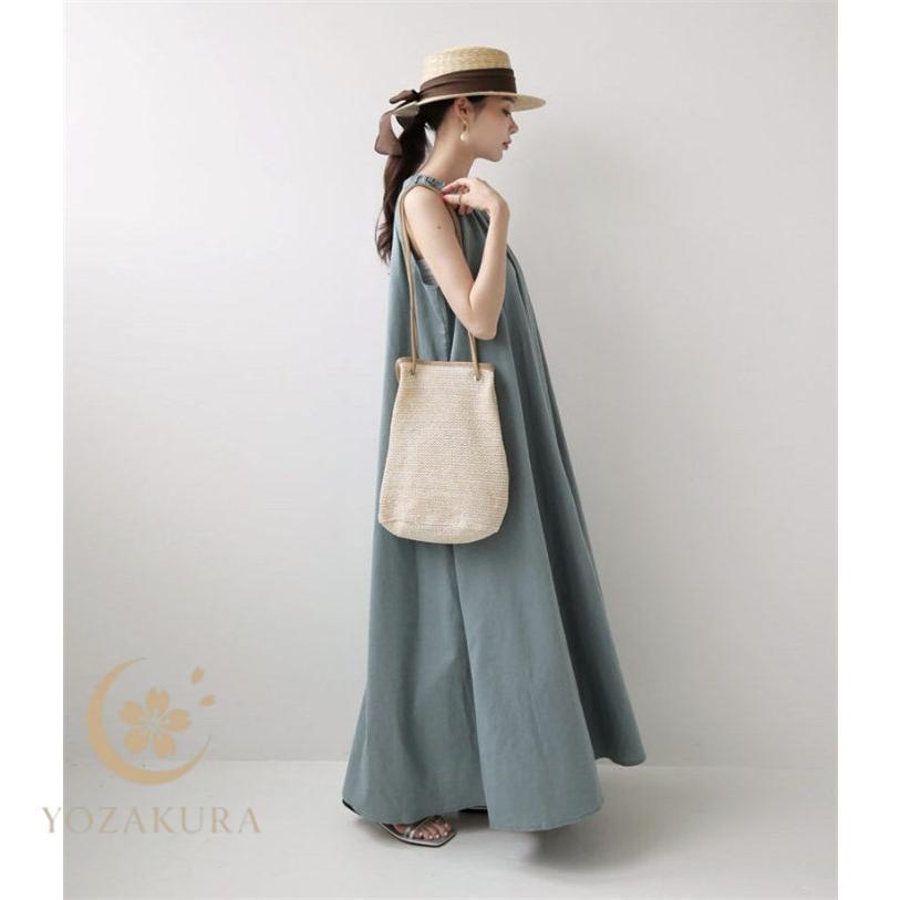 ワンピース 夏 レディース マキシ丈 ロングワンピース ノースリーブ