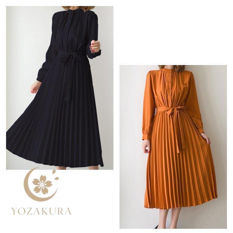 ワンピース Xラインワンピース プリーツワンピース ミモレ丈 ゆったり
