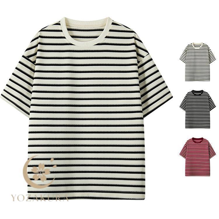 夏 メンズ 半袖tシャツ 半袖 Tシャツ tシャツ ボーダー柄 トップス