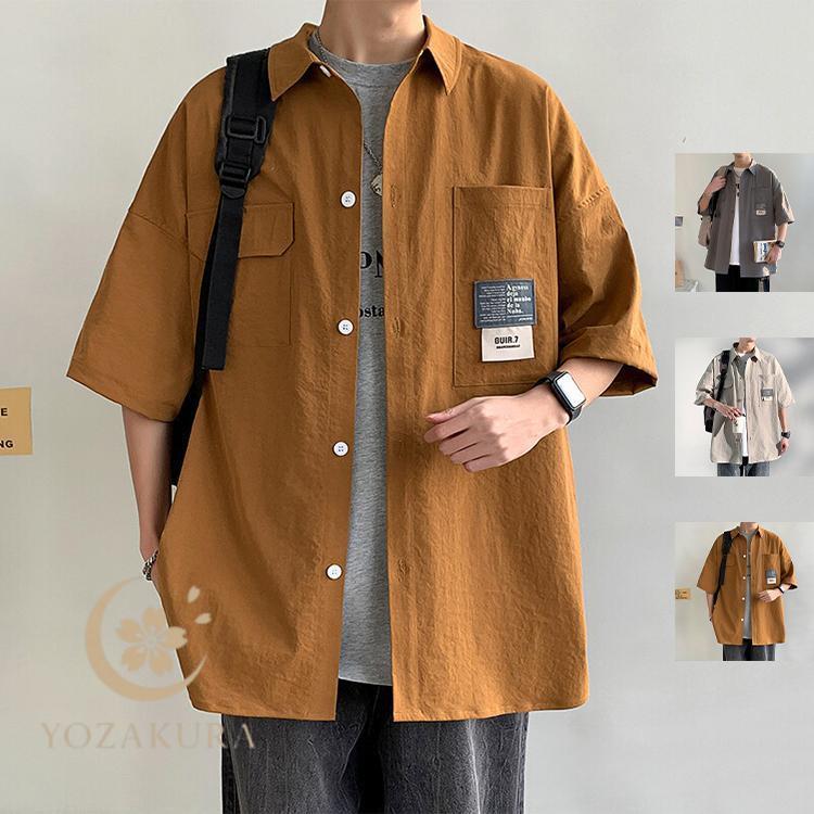 半袖シャツ メンズ カジュアルシャツ 開襟シャツ 通勤 通学 お兄系