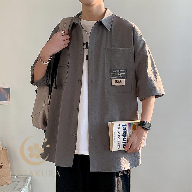 半袖シャツ メンズ カジュアルシャツ 開襟シャツ 通勤 通学 お兄系