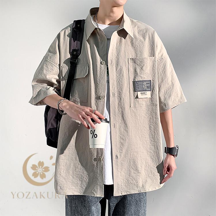 半袖シャツ メンズ カジュアルシャツ 開襟シャツ 通勤 通学 お兄系