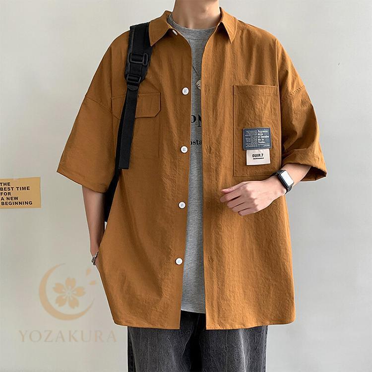半袖シャツ メンズ カジュアルシャツ 開襟シャツ 通勤 通学 お兄系
