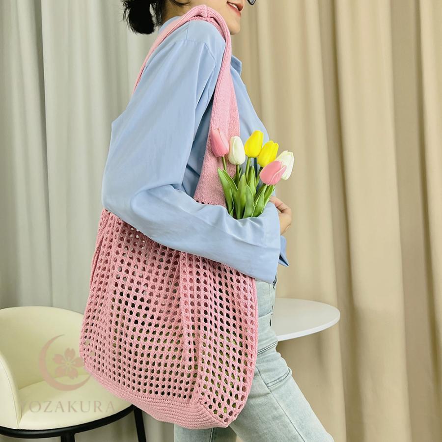 トートバッグ 編みバッグ ニットバッグ夏 : YOZAKURA-SHOP - 通販