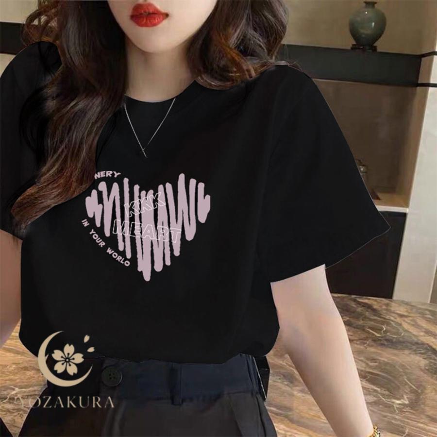 半袖Tシャツレディース 夏 ロゴ 韓国風 : YOZAKURA-SHOP - 通販