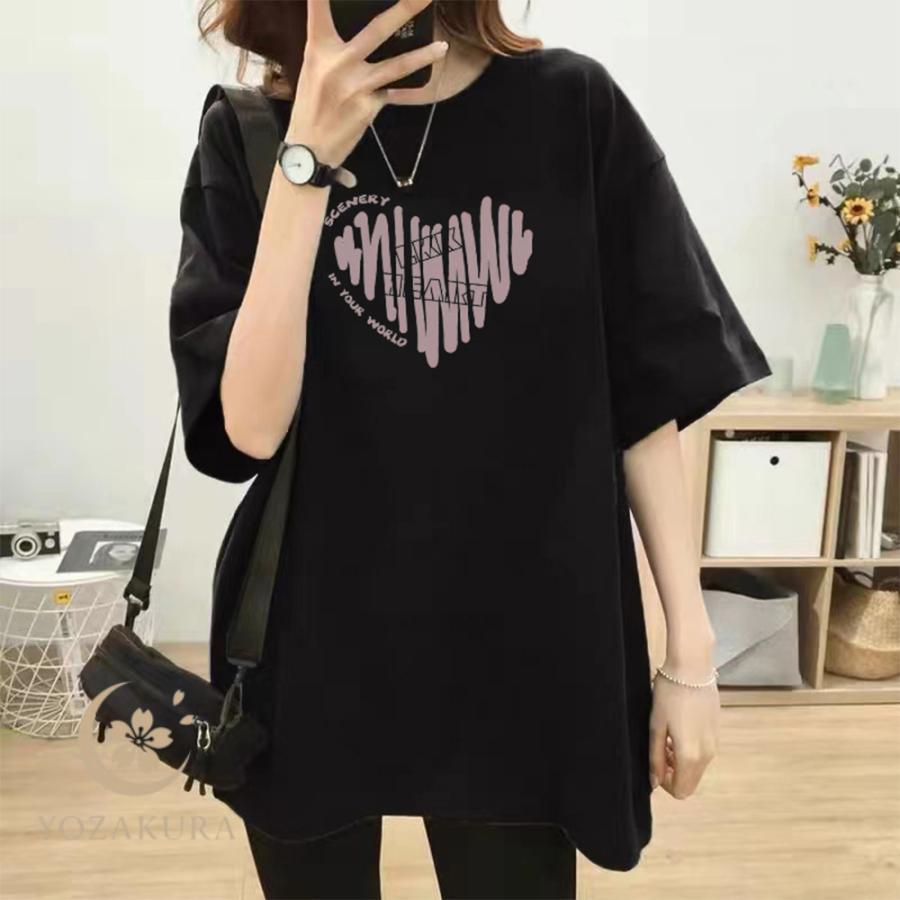 半袖Tシャツレディース 夏 ロゴ 韓国風 : YOZAKURA-SHOP - 通販
