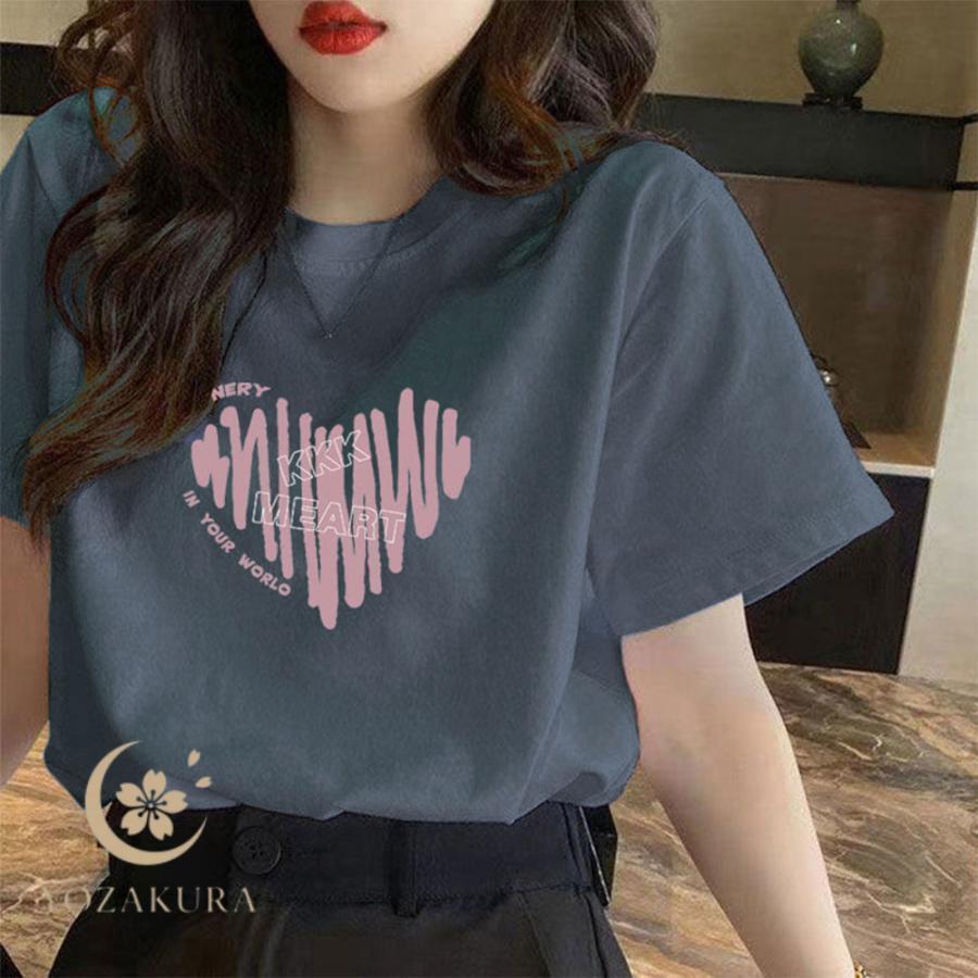 半袖Tシャツレディース 夏 ロゴ 韓国風 : YOZAKURA-SHOP - 通販